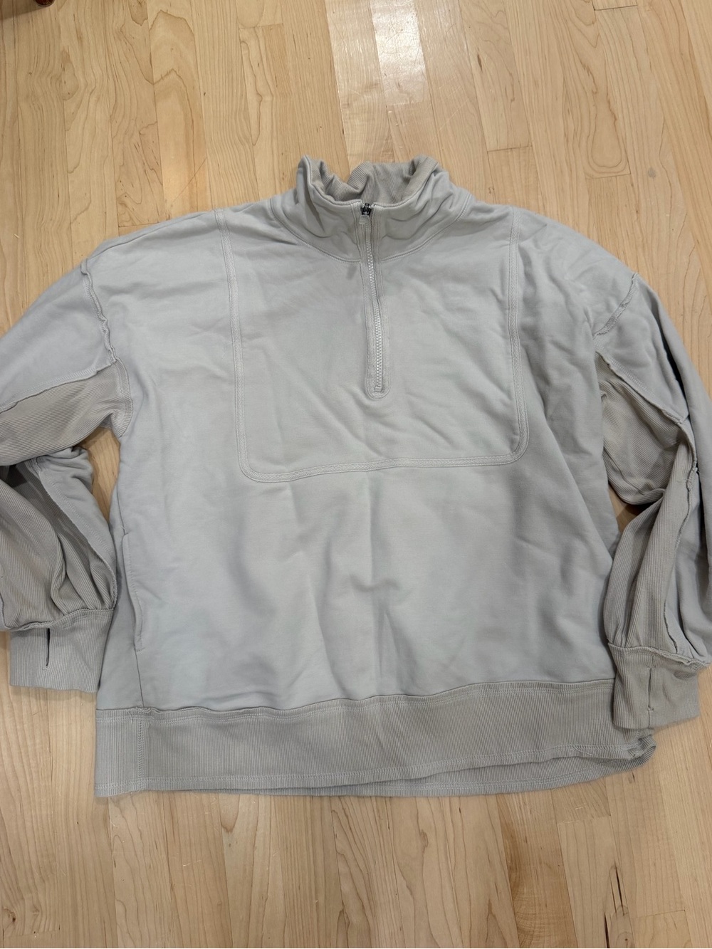 FP Movement by Free People Light Gray Half-Zip Pullover Sweatshirt